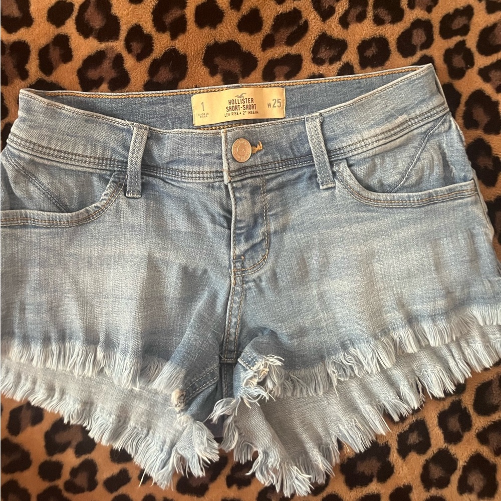 Hollister Light Blue Frayed Jean Shorts
